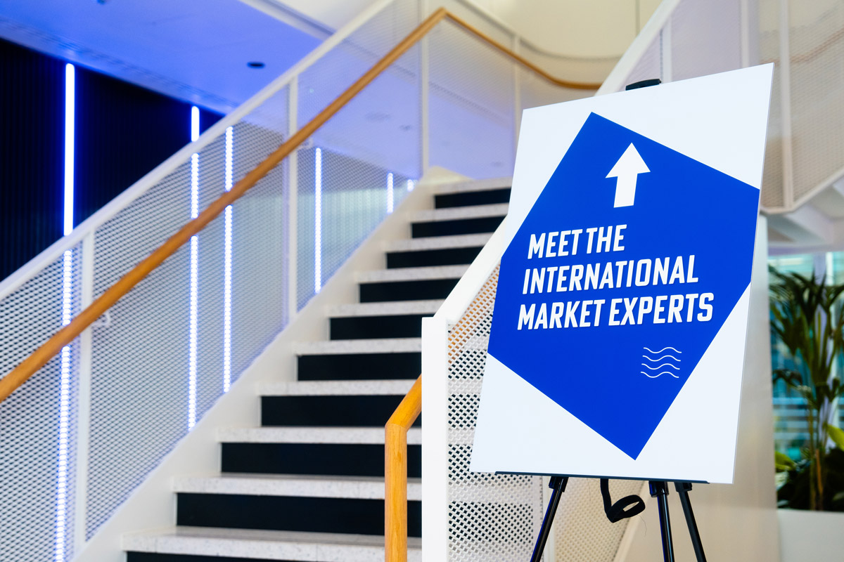 Meet the International Market Experts sign at BT HQ, Great British Pitch 2025